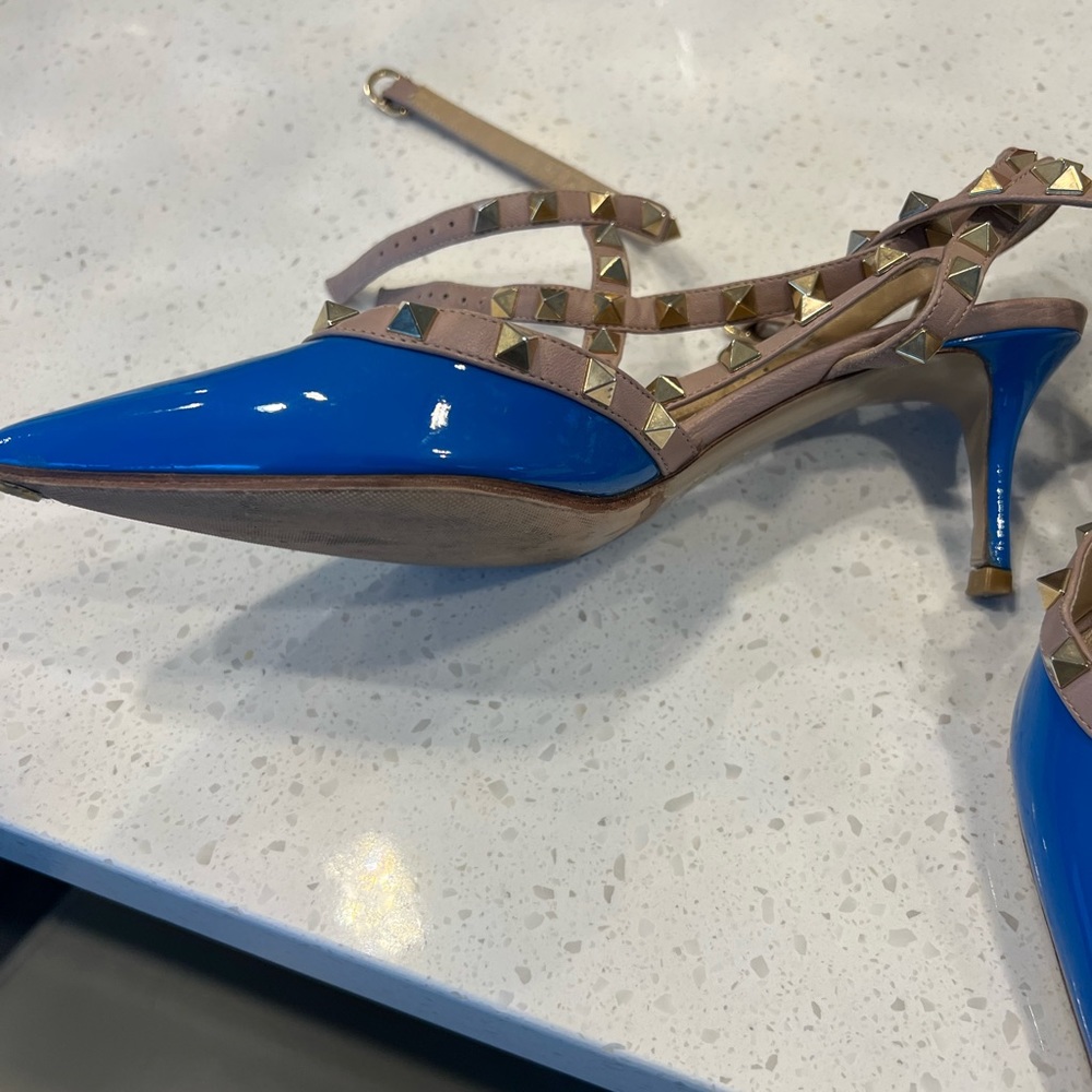 Valentino Blue Rockstar Kitten Heels Size
